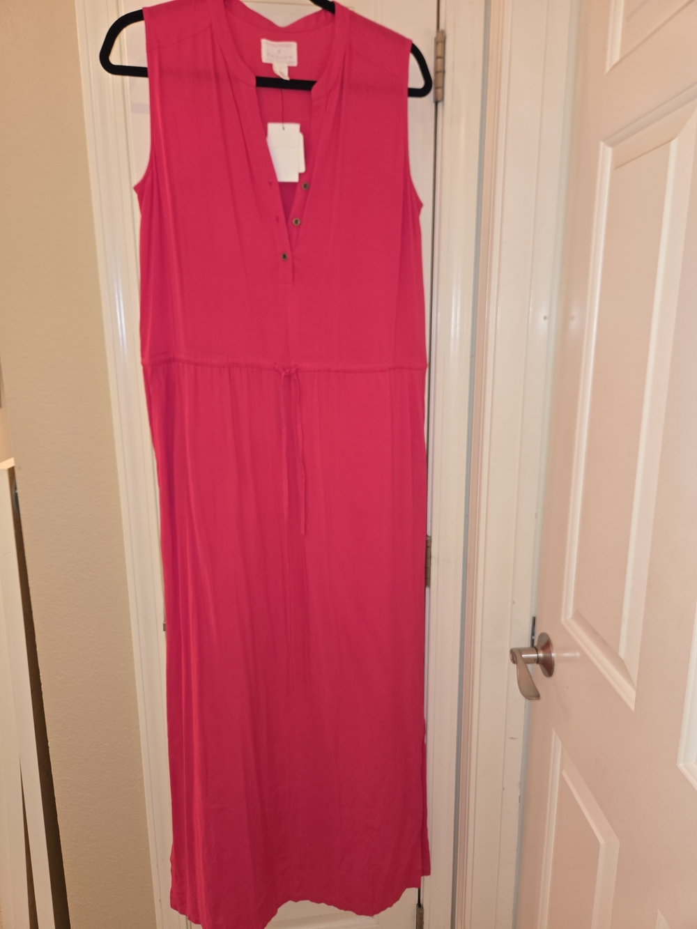 Caslon Hot Pink Sleeveless Small Maxi Dress with Drawstring